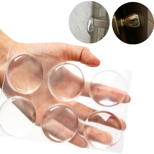 6PCS Clear Door Knob Wall Shield Transparent Round Soft Rubber Wall Protector Self Adhesive Door Handle Bumper door stop muffler