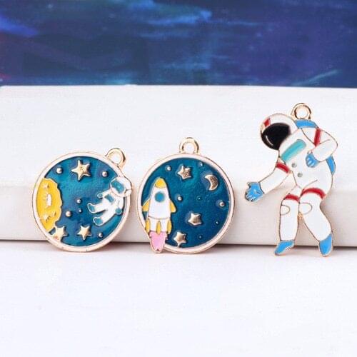 6pc Japan Korea Creative Cute Design Rocket Planet Astronaut Starry Sky Space Earrings For Women Diy Fashion Jewelry Accessories