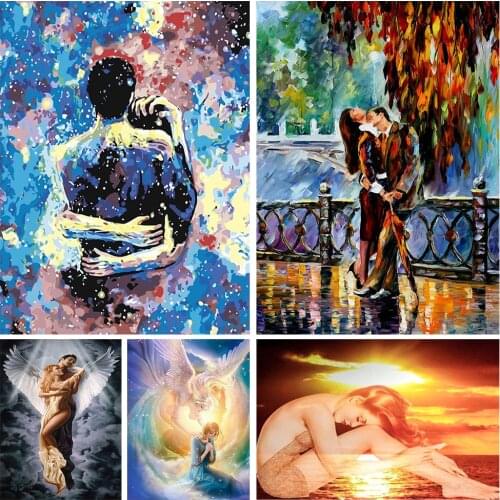 5D DIY Art Diamond Painting Couple and Angel Men Women Pattern Diamond Mosaic FullEmbroidery Cross Stitch Home Decoration Gift