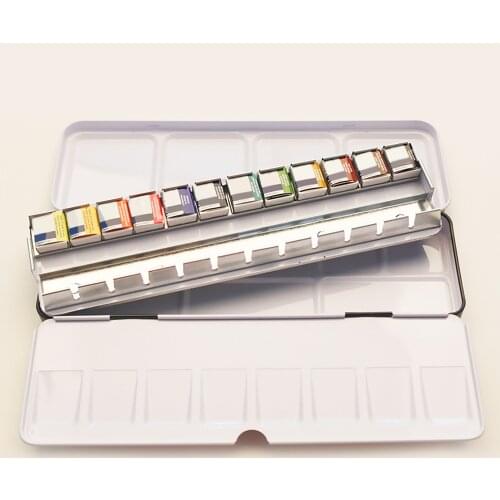 24-Slot Watercolor Color Paints Tins Box Palette Painting Storage Tray Box With 24 Paints Half Pans Art Painting Paints Tins Box