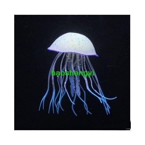 Large blue lighthouse-shaped simulation jellyfish fish tank decoration, floating soft fluorescent jellyfish