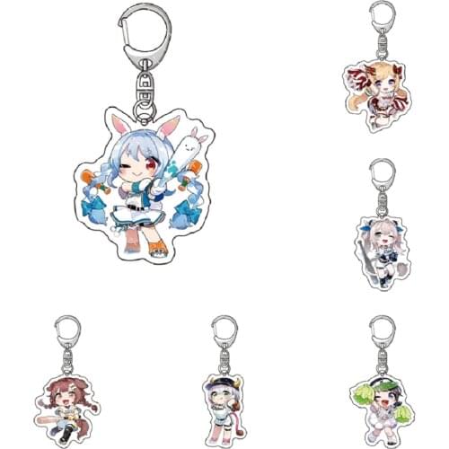 Hololive Vtuber Key Chain Acrylic Usada Pekora Uruha Rushia Hosimati Suisei Inugami Korone Keychains Bags Anime Figure Key Ring