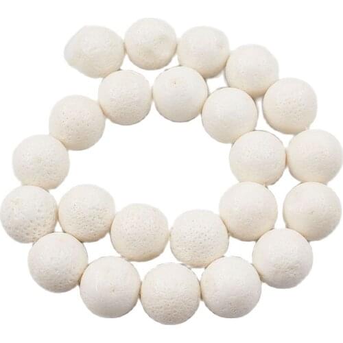 APDGG Natural 18mm White Coral Round Beads 16" Strand For Necklace Jewelry DIY
