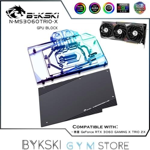 Bykski GPU Water Block For GeForce RTX 3060 GAMING X TRIO 12G Graphics Card ,VGA Liquid Cooler + Backplate 12V 5V N-MS3060TRIO-X