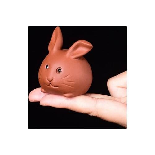 Tea pet ornaments 12 12 zodiac rabbit small mini purple sand can raise tea accessories play table tea ware tea pet yixing