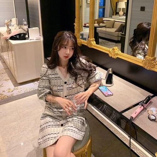 French minority Korean version loose cover belly show thin fragrance skirt children summer dress goddess model clothes 9377