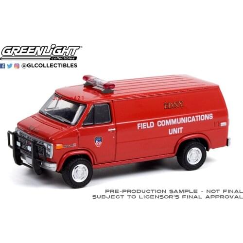 GreenLight 1:64 1989 GMC Vandura FDNY New York City Fire Department field communications Collect die casting alloy trolley model