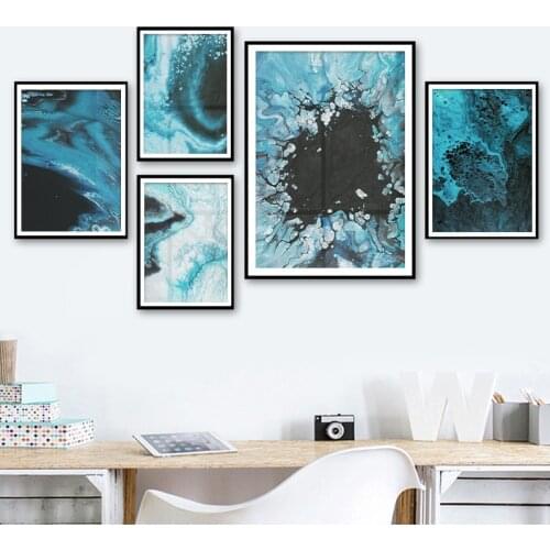 Nordic Modern Abstract Blue Canvas Art Paintings Gallery Living Room Bedroom Posters And Prints Wall Poster Fashion Home Decor