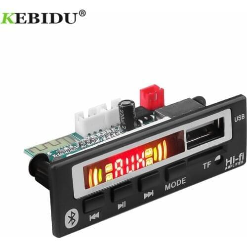 KEBIDU Bluetooth5.0 MP3 WMA WAV Decoder Board 5V 12V Wireless Audio Module Color Screen USB TF FM Radio For Car accessories