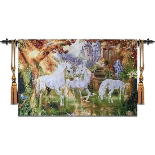 77*120cm Belgium Wall Carpet Moroccan Decor colth Gobelin Home Decoration fabric living room painting textile Unicorn