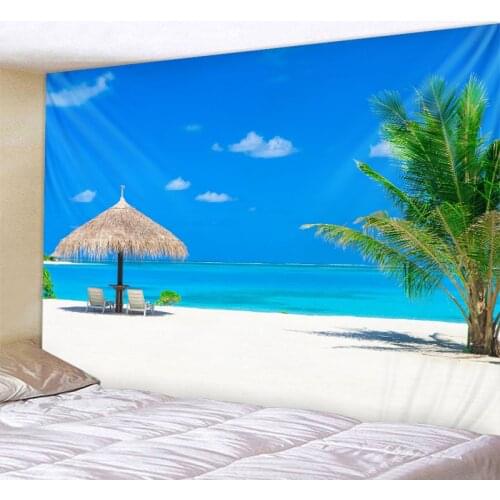 Beautiful Sea Scenery Tapestry Indian Mandala Tapestry Wall Hanging Tapestries Boho Bedroom Wall Rug Couch Blanket 6 Size