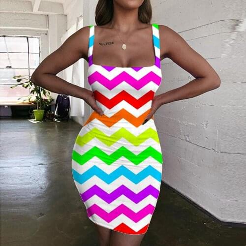 KYKU Brand Rainbow Dresses Women Colorful 3d Print Gradient Bodycon Dress Wave Ladies Dresses Womens Clothing Plus Size New Boho
