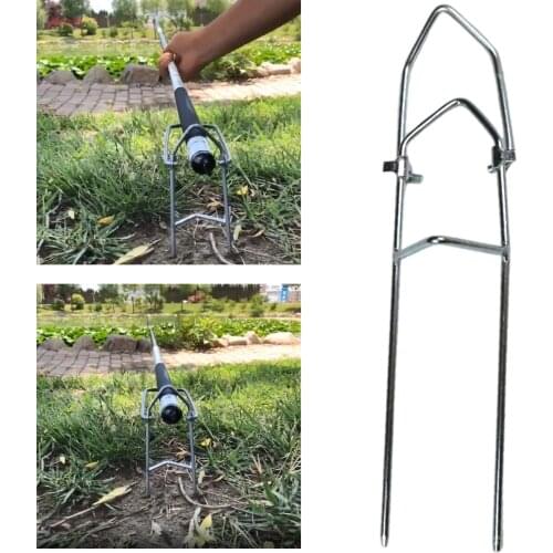 Metal Fishing Rod Pole Holder Ground, Fish Pole Rest Holder Rack for Bank Fishing