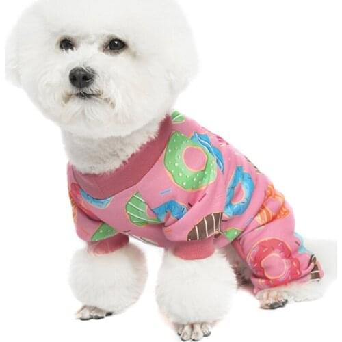 Lovely Pet Clothing Fall Winter Dogs Jumpsuits Cute Donuts Pajamas Puppy Four-legged Pajamas for Small And Medium-sized Dog
