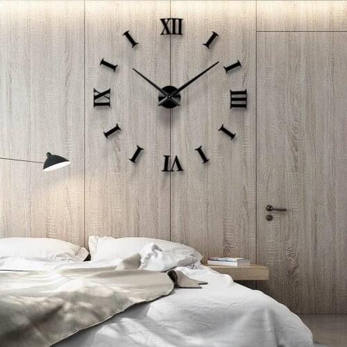 Fashion 3D big size wall clock mirror sticker DIY brief living room decor meetting room wall clock home decor