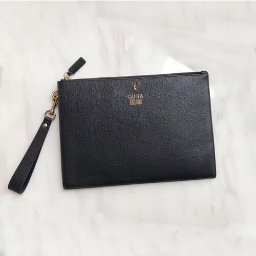 Italian gujia fashion 2021 mens handbag, top class cow hide embossed leather logo carving leisure mens bag, with counter box