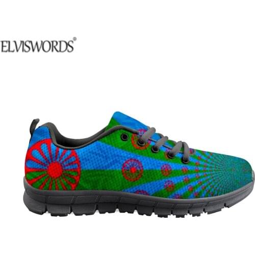 ELVISWORDS Running Shoes Men Sneakers Outdoor Romani People Flag Print Walking Casual Shoes Men Sneakers Breathable Zapatillas