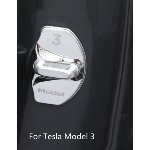 4Pcs Brand New Car Door Lock Cover For Tesla Model 3 Stainless Steel Car Door Lock Cover Auto Decoration Interior Accessories