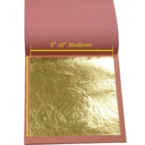 One booklet of 25 Sheets 8 X 8 cm Genuine Pure 24 K Gold Leaf Foil Sheet Paper 24 k Edible Art Craft Gilding Gold Leaf