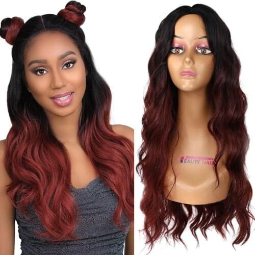 Synthetic Red Wig For White Women Blonde Glusless Fake Hair Straight Wigs Fluffy Long Wavy Middle Part Wigs Cosplay Lolita Party