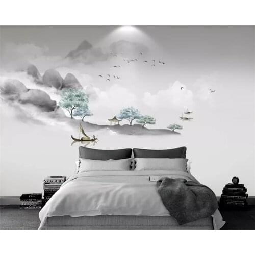 Beibehang Custom wallpaper Chinese Ink landscape TV background mural living room bedroom bedside background murals 3d wallpaper