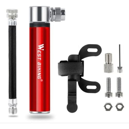 Mini Portable Hand Bicycle Pump Tire Air Inflator Valve Ball Needle Hose Aluminum Alloy Pump Inflatable Tube Riding Equipment