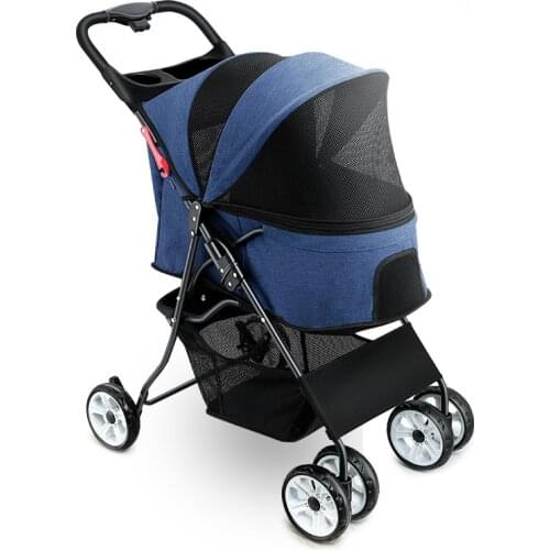 Outdoor Pet Cart Dog Cat Carrier Pet Stroller Multicolor Oxford Cloth Steel Pipe High-intensity 4-wheels Folding 30kg