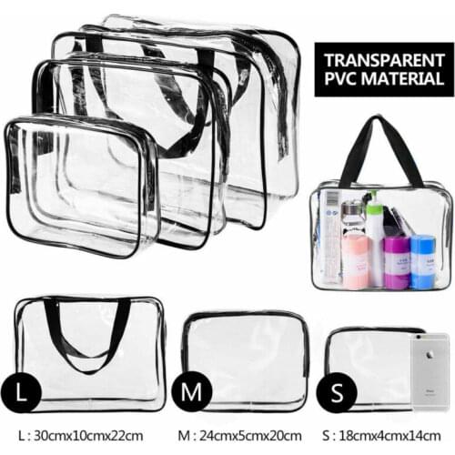 Clear Transparent Plastic PVC Travel Makeup Cosmetic Toiletry Zip Bag Fashion Waterproof Organizer Bag 1Pcs
