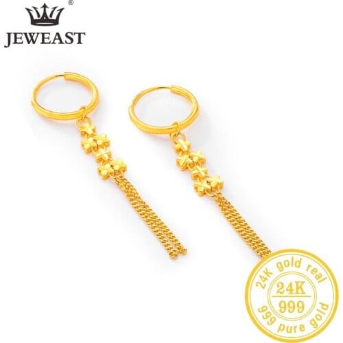 SFE 24K Pure Gold Earring Real AU 999 Solid Gold Earrings Nice Good Tassel Upscale Trendy Fine Jewelry Hot Sell New 2020