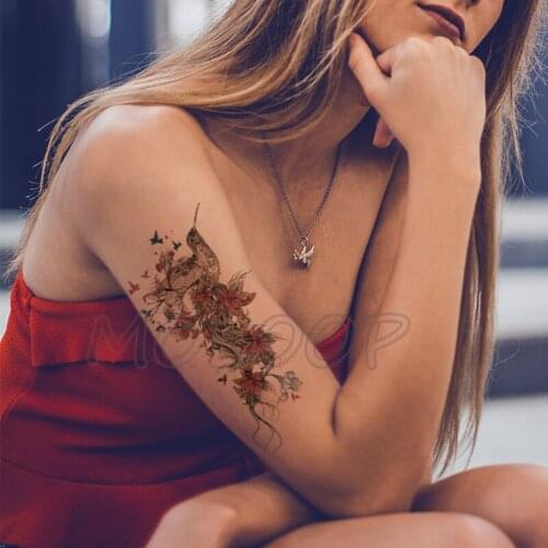Tattoo sticker fly birds flowers hanna New Waterproof Temporary animal element fake tatto Body Art for Girl Women Men kid