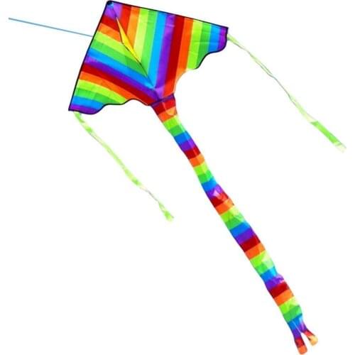 Adult Kite Rainbow Long Tail Triangle Flying Kite with 50m Handle Line Children Kids Outdoor Fun Toy Kite Accessories