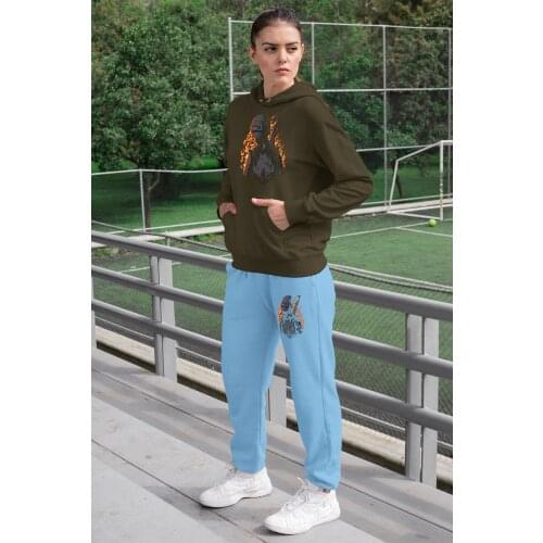 Angemiel Wear Vicinity Pubg Women Tracksuit Set Green Hooded Sweatshirt Blue Sweatpants