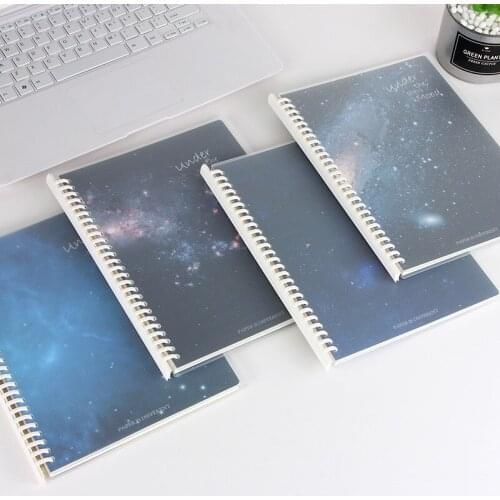 Starry sky transparent coil spiral notebook f book A5 Japanese Checkered Horizontal line Removable notebook School Office