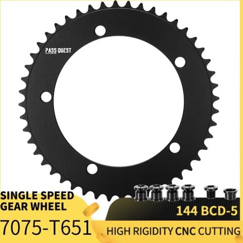PASS QUEST 144BCD Fixed Gear fixie Round Chain ring Track Bike 46 47 48 49 50 51 52 53 54 55 56 57 58T Chainwheel 144 bcd Tooth