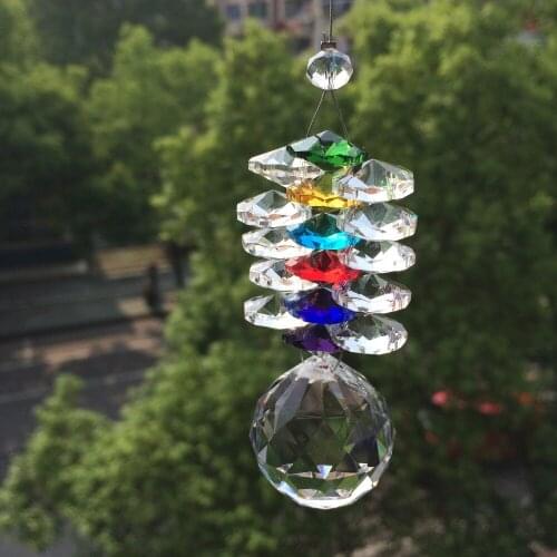 1pc 260mm Crystal Glass Diy Suncatcher Faceted Ball + Glass Beads Pendant for Chandelier Parts Christmas Tree Hanging Decoration
