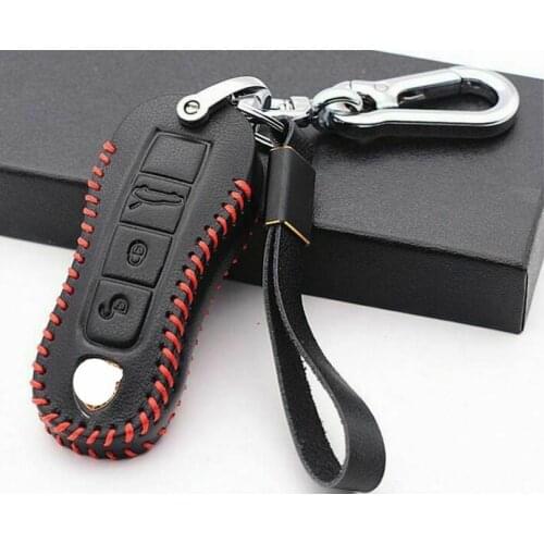1Pcs Genuine Leather Car Key Case Cover For Porsche Macan 911 Panamera Cayenne 2019