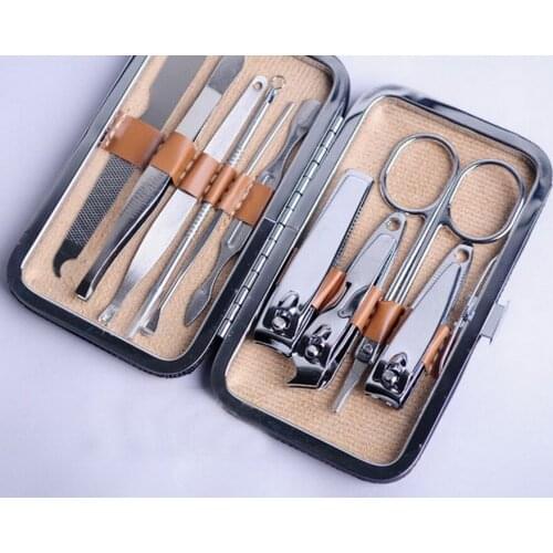 100set 10Pcs/set Nail Art Manicure Tools Set Nails Clipper Scissors Tweezer Knife Manicure Manicure Portable Tools by DHL