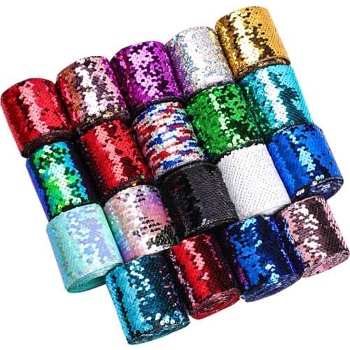 2Yards/Lot Sequins Ribbon Lace Trim Sequin Sewing Fabric For Dress Clothes Headdress Bridal Wedding Sewing Accessories