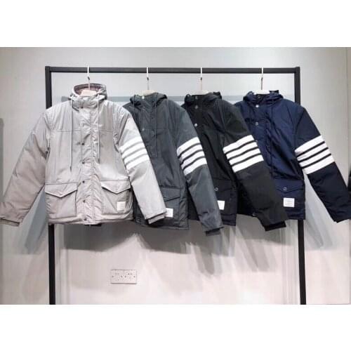 2021 Fashion Brand Clothes Men Hooded Jacket Loose Striped Zipper Thick Winter Casual Cotton Coat