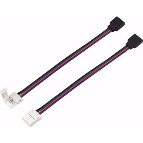 5050 RGB 4 Pin LED Strip Connector, 5pcs 10mm Strip to Power Adaptor Snap Down 4 Pin Connector for 5050 RGB Flexibl ST253