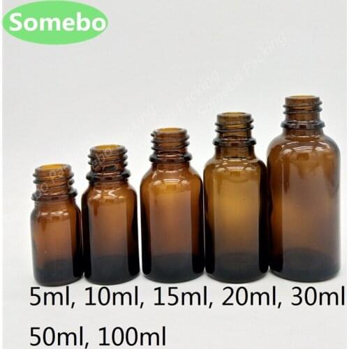 500Pcs/lot 30ml 50ml Amber Glass Essential Oil Bottle with Orifice Reducer and Cap Empty Brown Glass Essence Oil Bottles