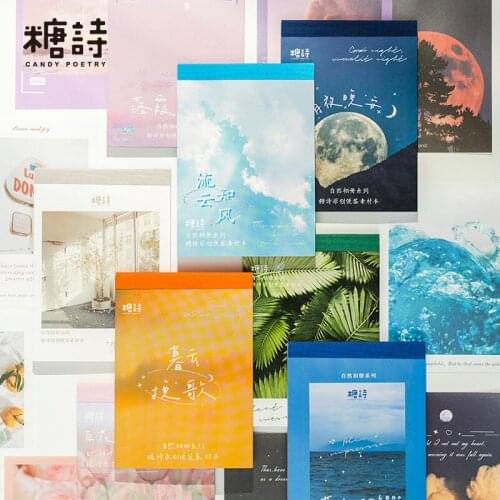 60 Pcs Natural Scenery Series Album Paper Card Memo Pad Decorative Stationery Scrapbooking Diary Album Lable Retro Material Book