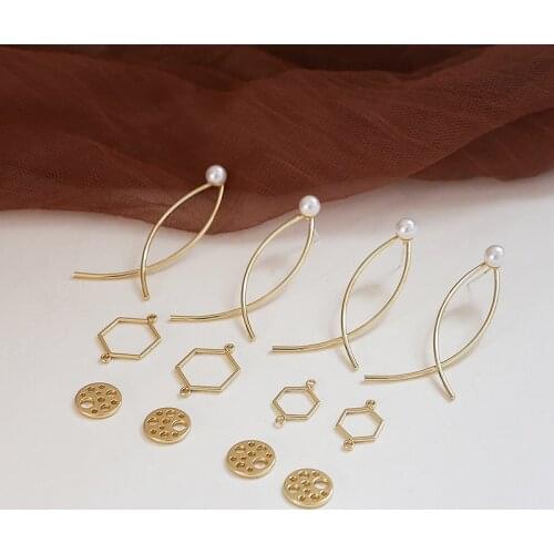 10pcs exaggerated earrings alloy double hanging hexagonal porous round diy handmade jewelry earrings necklace accessories