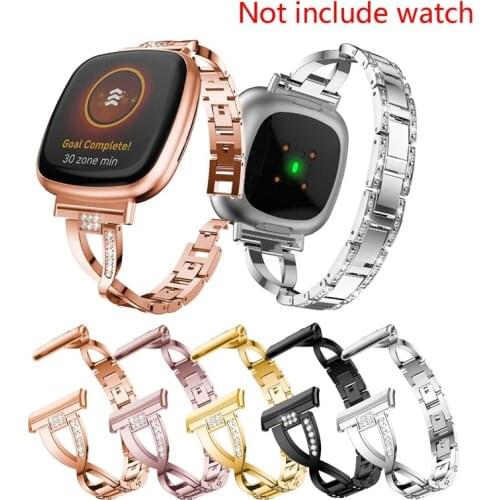 Diamond Watch Band for Fitbit Versa 3 Stainless Steel Strap Lady Women Bling Diamond Band Strap
