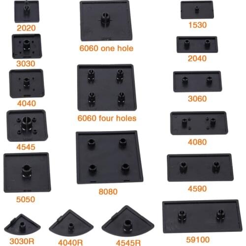 BLACK Nylon End Cap Cover Plate CNC 3D Printer Parts for EU Aluminum Profile 2020/2040/3030/4040/4080/4545/5050/6060/100100