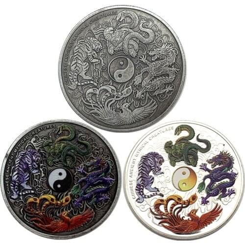 Chinese Ancient Mythical Creatures Dragon Commemorative Collectible Coin Gift Feng Shui Lucky Coin