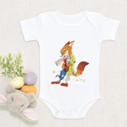 Fashion Casual Toddler Bodysuits Rabbit Judy Fox Nick Print Looes Disney Zootopia Baby Tops New Harajuku Infant Jumpsuit