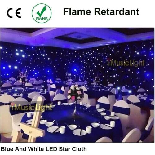 4mx8m Stardrape DJ Curtain Set LED Starcloth Blue+White LED Backdrop Curtain Disco Light