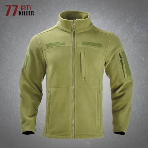Military Fleece Jacket Mens Casual Stand Collar Thick Warm Breathable Loose Tactical Soft Shell Hunting Windbreaker Jackets Male