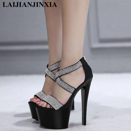 LAIJIANJINXIA New 17CM High Heels Night Club Wedding Party Sandal Fashion Peep Toe Womens Pole Dance Shoes Platform Sandals